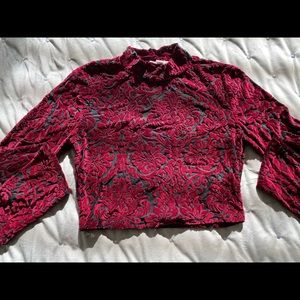 Red Velvet Long Sleeve Crop Top